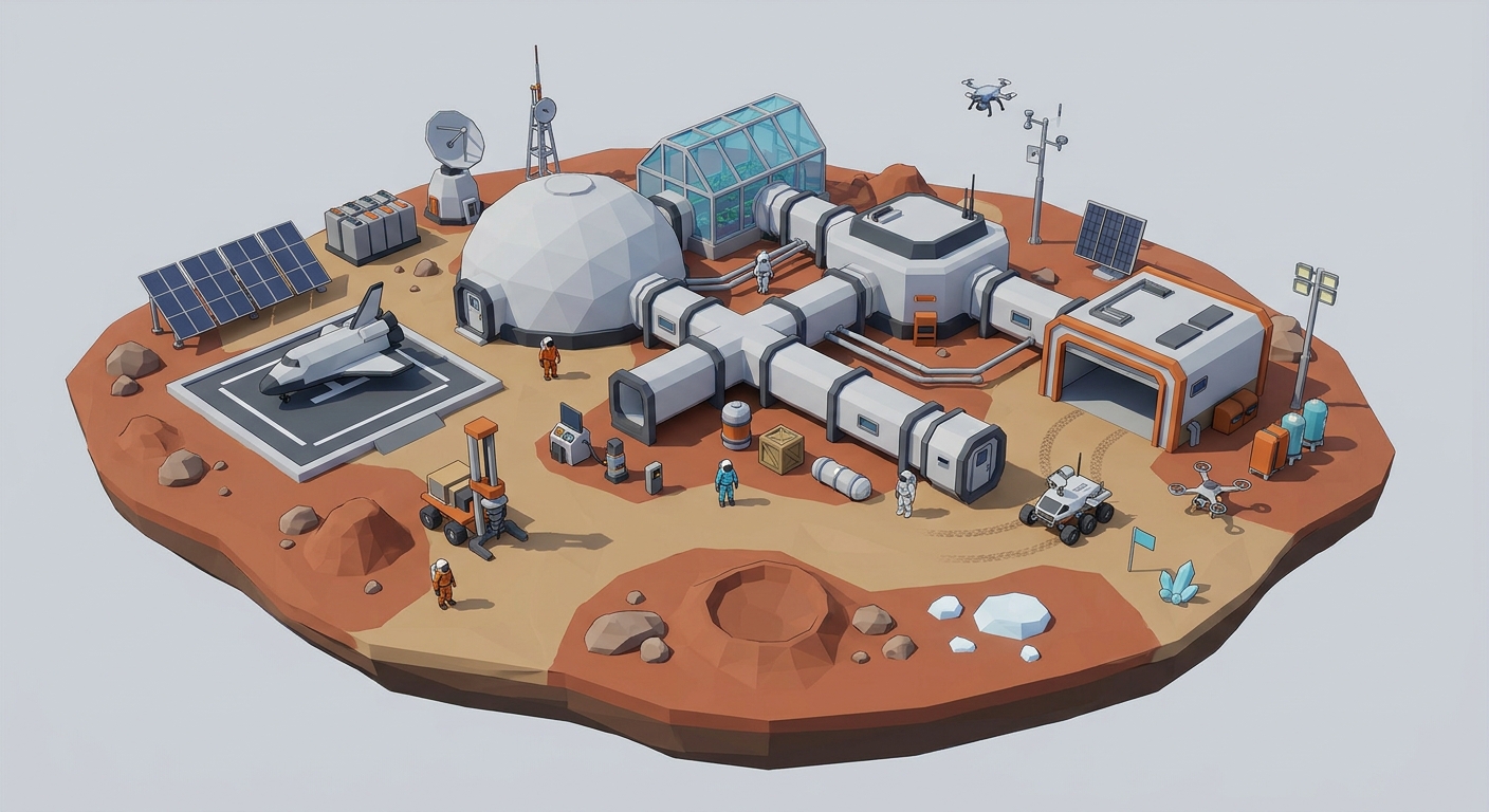 Space Base Kit low-poly 3D kit